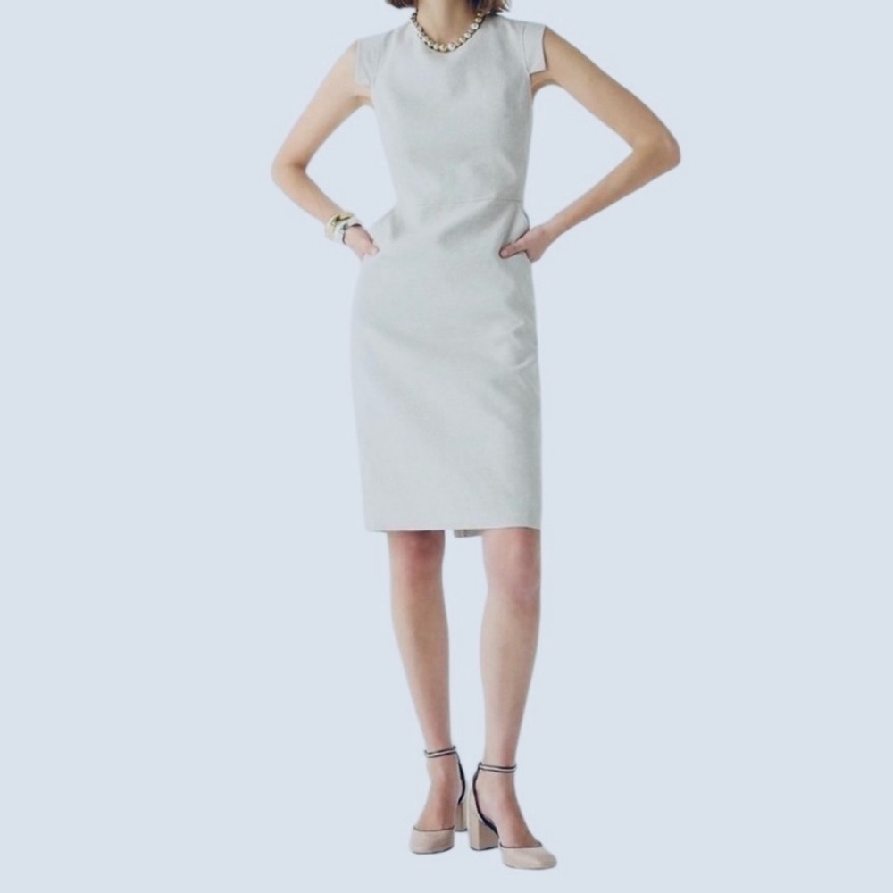 J.Crew Grey stretch wool linen sheath dress with cap sleeves